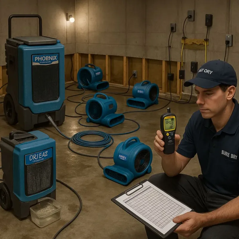 Structural Drying and Dehumidification process in New Holstein, WI